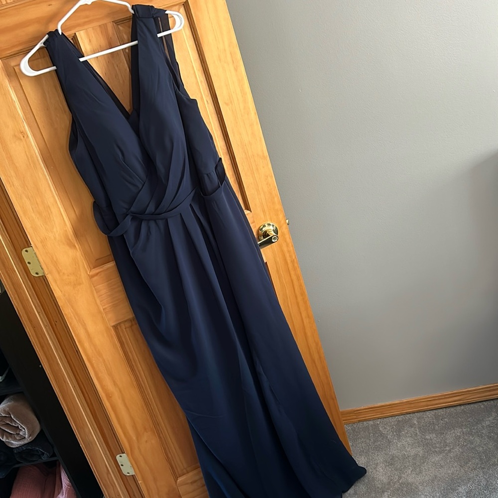 Navy blue bridesmaid/floor length gown